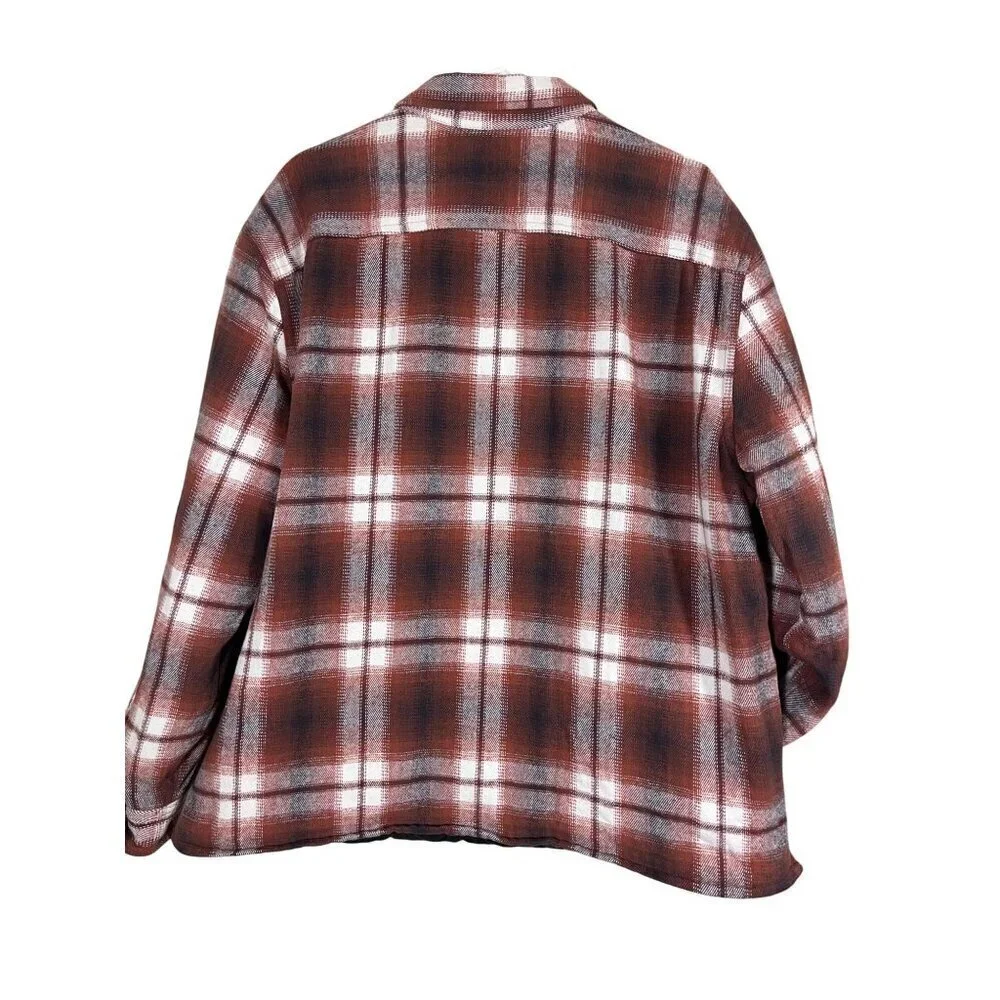 Aeropostale Jacket XL Orange‎ Plaid Quilted Flannel Snaps Preppy Y2K Shacket 80s